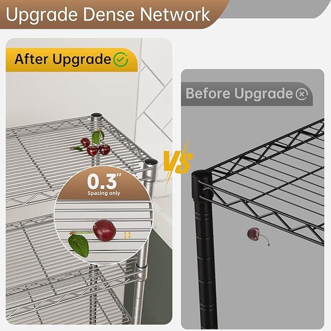 Small 5 tire Shelves Storage Wire Shelving Unit Metal Shelf Adjustable Organizers Storage Shelving for Bathroom Laundry Room Kitchen Pantry10”D x 16”W x 60.2”H Silver - ModernBath