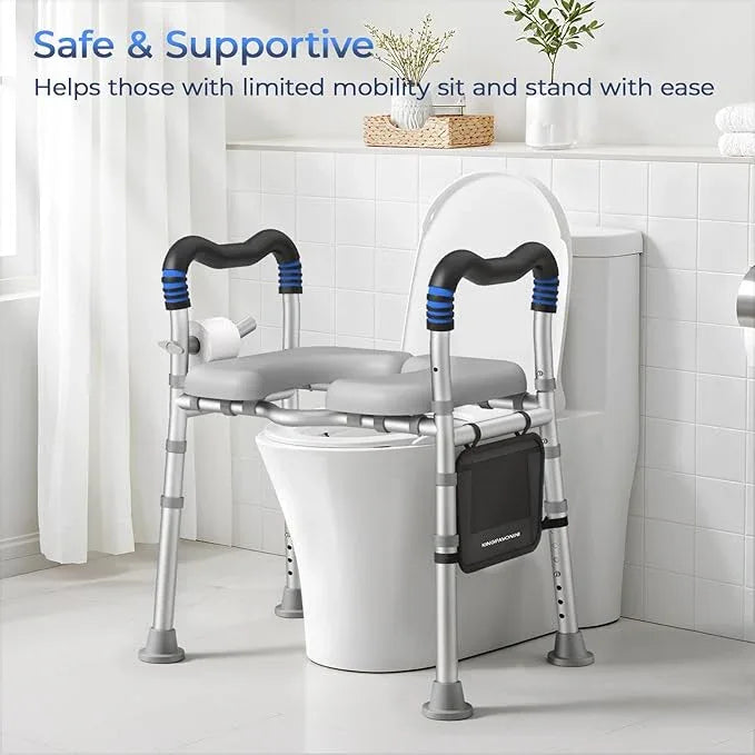 KingPavonini Toilet Seat Risers for Seniors, Raised Toilet Seat with Handles with Adjustable Height & Width, Soft Padded Seat, Elevated Toilet Seat Riser, Load 500lb, Fit Any Toilet - ModernBath