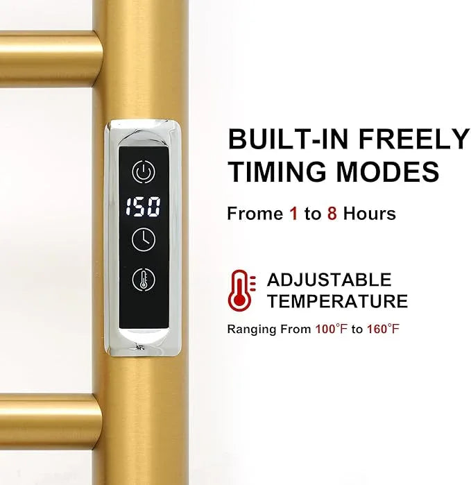 Electric Towel Warmer Rack,Heating Towel Warmer,Timer & Temperature Control,Wall-Mounted Plug-in for Bathroom, Gold,Stainless Steel,10-Bar(31.5x20.08x4.41in) - ModernBath