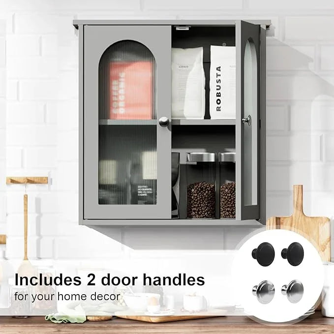 Bathroom Wall Cabinet,Medicine Cabinets Wall Mounted with Arched,Bathroom Medicine Cabinet Over Toilet,Surface Mount Medicine Cabinet for Laundry Room,Kitchen,Grey Storage Cabinet 22x23 - ModernBath