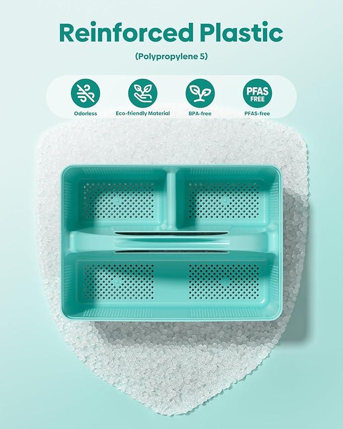 MLIKLU 4 Pack Portable Shower Caddy, Integrated Handle, Reinforced Plastic, Quick-Dry Ventilation Holes, Multi-purpose Storage Basket for Home, Dorm and Bathroom, Kitchen, Under Sink Storage, Cyan - ModernBath