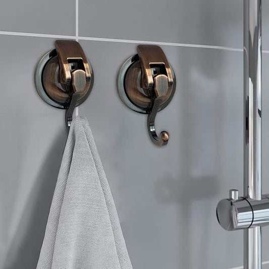 Heavy Duty Vacuum Suction Shower Hooks - Glass Suction Cup Hooks, for Bathroom Robe or Garland Decoration (Antique Brass, 6 Pack) - ModernBath