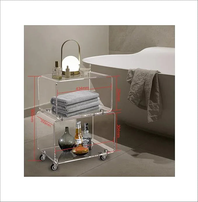 2119 Rolling Utility Cart Tower Rack for Kitchen Bathroom Laundry Dining Room Places,Acrylic Mobile Storage Cart On Wheels - ModernBath