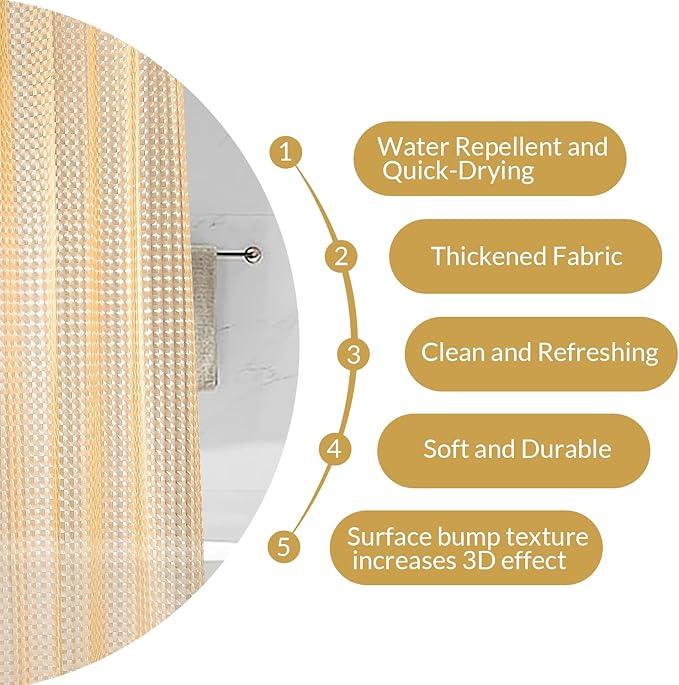 NTBAY EVA Semi-Transparent Clear Shower Curtain with Yellow Checkered, Water-Repellent Liner with 3 Magnets for Bathroom, 72x72 Inches - ModernBath