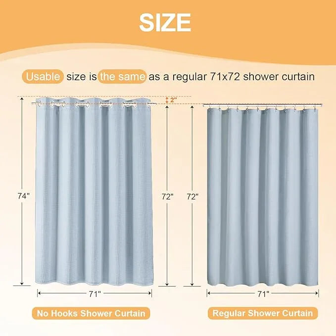 River Dream Cotton Blend Shower Curtain with Snap in Liner, Light Blue No Hook Shower Curtains for Bathroom, Hotel Grade, Water Repellent, 71" W x74 L - ModernBath