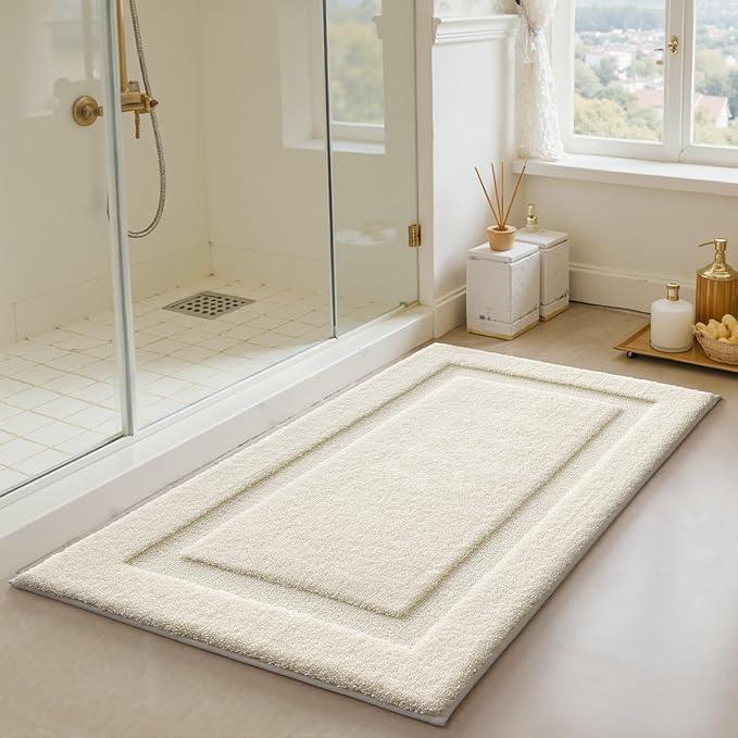 LUMI Ultra Soft Bathroom Rugs Non Slip with Rubber Backing, Absorbent Washable Bath Mat Quick Dry, Upgraded Premium Microfiber Plush Carpet for Bathtub and Shower Floor, Ivory White, 24x36 - ModernBath