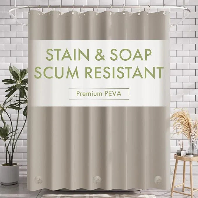 AmazerBath Shower Curtain Liner, 72x72 Tan Shower Liner, Cute Plastic Shower Curtain Liners, Lightweight Waterproof PEVA Khaki Shower Curtains for Bathroom with Magnets and 12 Grommet Holes - ModernBath