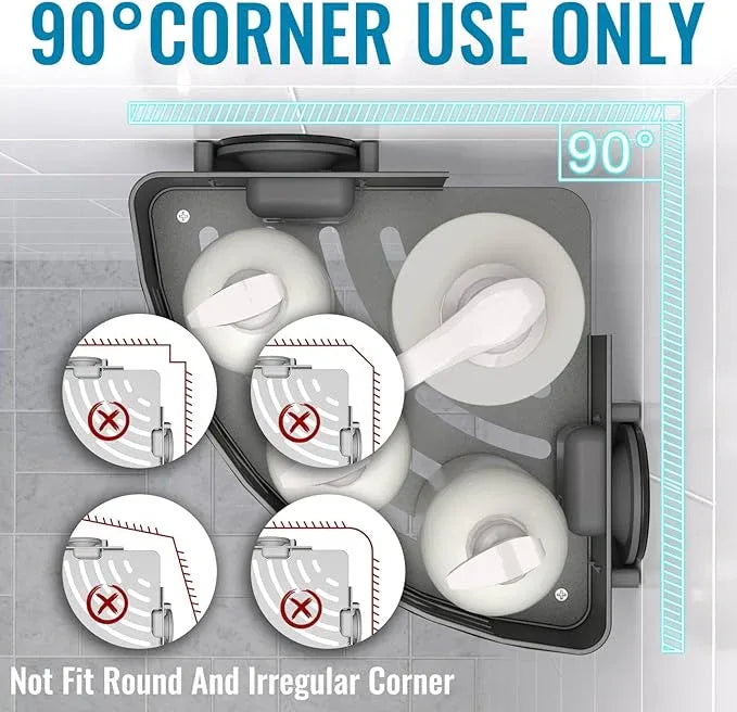 Onemake Corner Shower Caddy with Suction Cups, 2-Pack Removable Aluminum Wall Mounted Organizer Shelves Storage Rack with Towel Bar Portable Hook for Bathroom, Grey - ModernBath