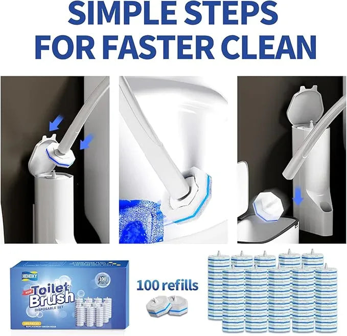 100pc Bulk Toilet Wand Refills - Disposable Toilet Brush Replacement Heads, Pack for Household Cleaning Bathroom cleaners Compatible Heads,washroom mats Brush Cleaning System,Clean Refill Pads. - ModernBath