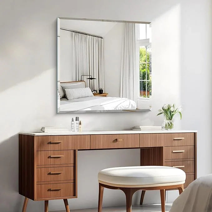 KOCUUY Beveled Mirror, 30x30 Inch Square Frameless Bathroom Mirror for Over Sink, Upgraded Shatterproof Beveled Unframed Design Mirror for Bathroom, Bedroom, Entryway, Hang Horizontal/Vertical - ModernBath