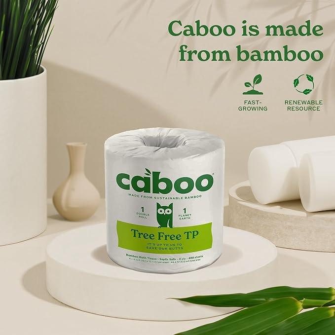 Caboo Tree Free Toilet Paper, Septic Safe Bath Tissue, Soft 2 Ply Sheets, 300 Sheets Per Roll, 16 Double Rolls - ModernBath