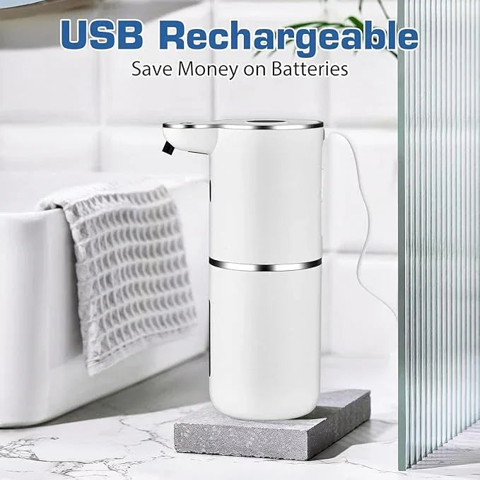 XINKORA Automatic Foaming Soap Dispenser, LED Display Touchless Foam Hand Soap Dispenser for Bathroom Countertop, Kitchen, 6-Level Adjustable,380ML, Rechargeable(White) - ModernBath