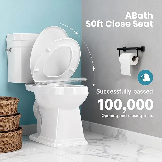 Two Piece Toilets for Bathrooms, Elongated Toilet with 17" Chair Height Soft Close Seat, 1.27 GPF Power Flush, Nano Self-Cleaning Glaze, WaterSense/1000g Map Certified, White ADA toilet 12" Rough In - ModernBath