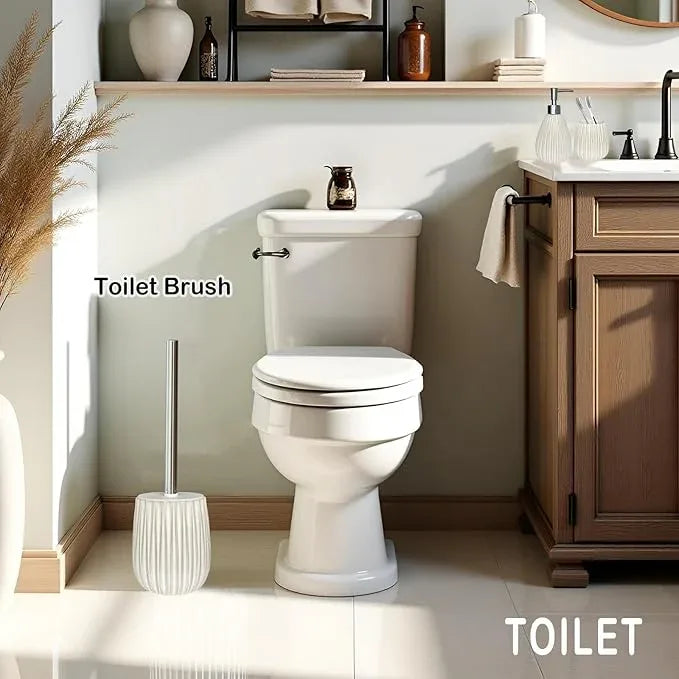 Ceramic Bathroom Accessory Set, White Bathroom Set, Caahanjia Bathroom Accessories Set 4 Pieces, Toilet Brush, Lotion Dispenser, Soap Dish, Toothbrush Cup, Modern Bathroom Décor (13 Ounce) - ModernBath