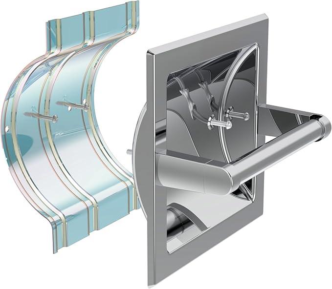 Toilet Paper Holder 2 Pack, Recessed Pivoting Toilet Paper Holder Wall Mount Stainless Steel for Large Rolls in Bathroom (Chrome) - ModernBath