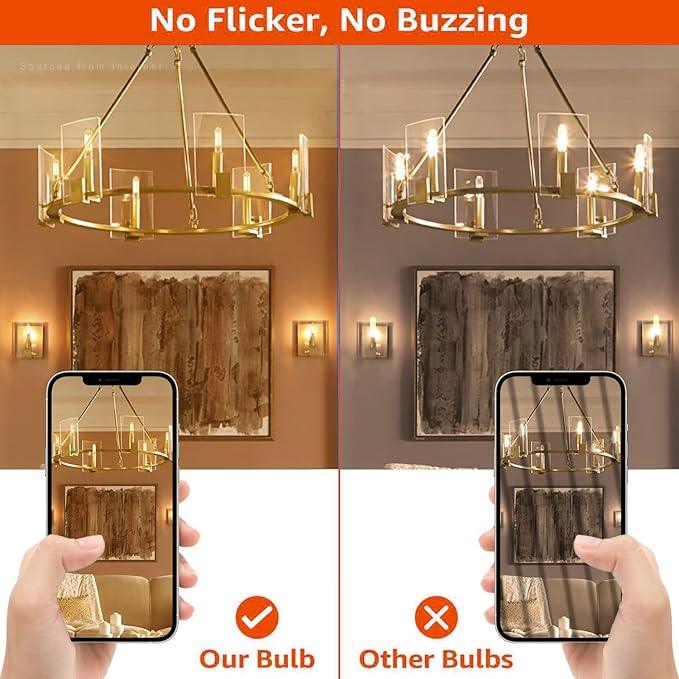 Leools Dimmable E12 LED Bulb 8W Equal 100 watt led Light Bulb Warm White 2700K T6 T25 E12 Candelabra Bulb 100 watt for Chandeliers,Ceiling Fan,Pendant,Wall sconces AC120V 800LM e12 Bulb 12Pack - ModernBath