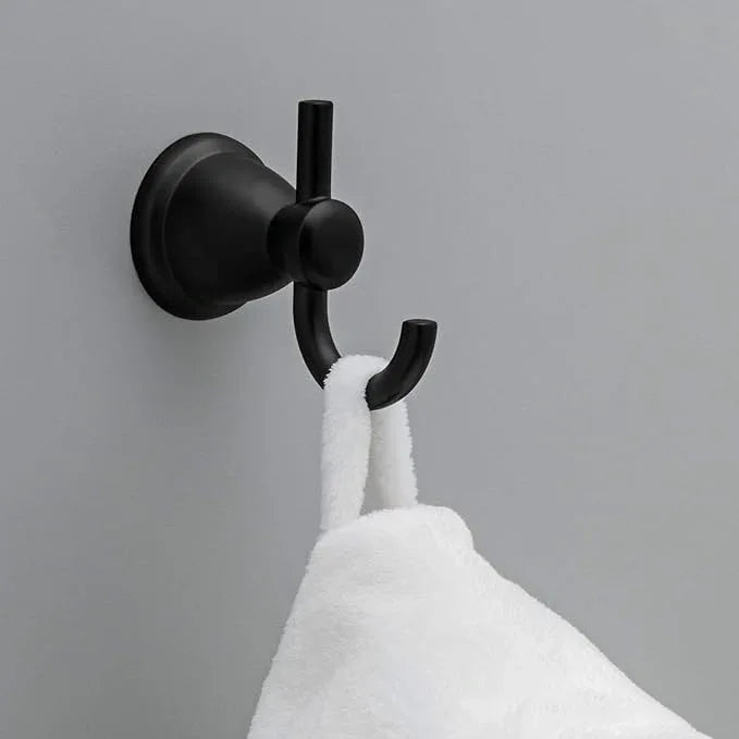 Franklin Brass Kinla 5-Piece Bathroom Set Matte Black 18" and 24" Towel Bar Racks, Toilet Paper Holder, Ring, Hook KIN5PC-MB - ModernBath