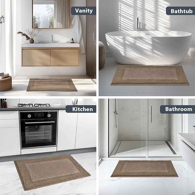 anllugs Bathroom Rugs 30" x 46", Non-Slip Extra Soft Absorbent Bath Rugs, Machine Washable Quick Dry Bath Mats for Bathroom Floor, Shower, Bathtub and Sink, Grayish Brown & Coffee - ModernBath