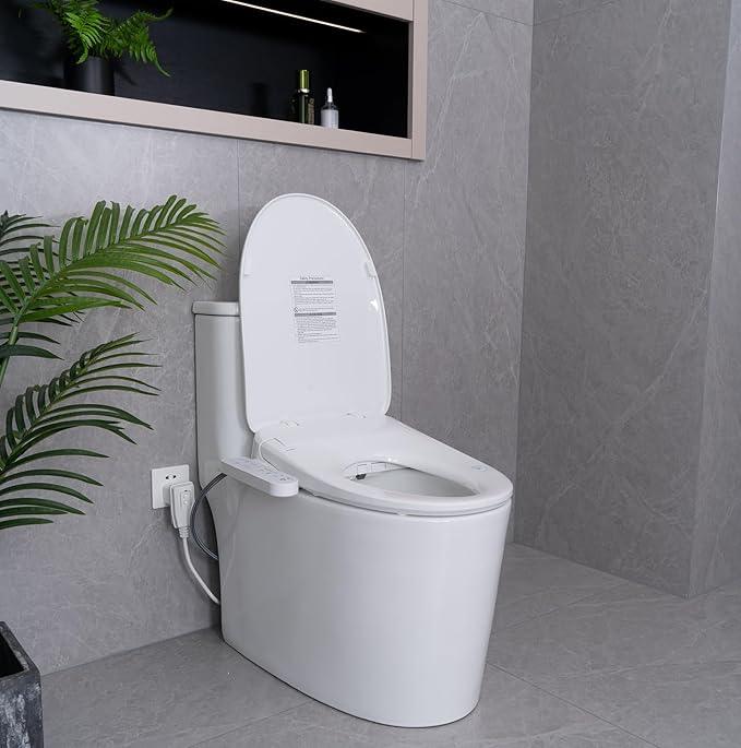 Aquatiz Elongated Smart Toilet Seat, Electronic Heated Toilet Seat, Self-Cleaning Nozzle, Temperature Controlled Wash, Air Dryer, Deodorizer, LED Light, Multi-mode Wash, (Panel Control) - ModernBath
