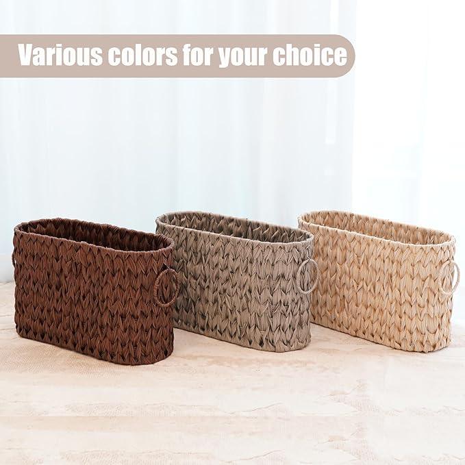 PINXIURY Toilet Paper Storage Basket, Bathroom Toilet Organizer with Strap Handle, Woven Toilet Paper Holder for 6 Mega Rolls, Bathroom Storage, Magazine Holder for Office, Bedroom, Buttermilk - ModernBath