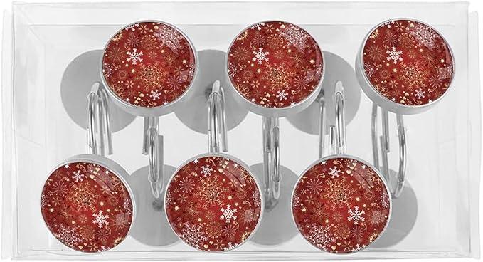 Christmas Snowflake Shower Curtain Hooks12pcs, Xmas Decorative Shower Curtain Hanger Rings Roller, Stainless Steel Round Shower Rings Hangers for Bathroom - ModernBath