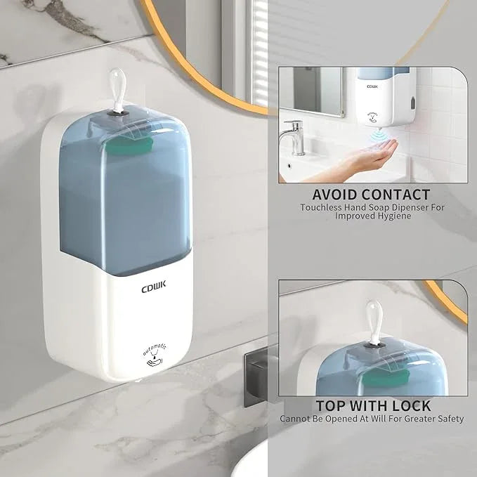 Automatic Soap Dispenser Wall Mount, 33.8oz/1000ml Dish Soap Dispenser for Bathroom, Touchless Electric Commercial Soap Dispensers Kitchen, White - ModernBath
