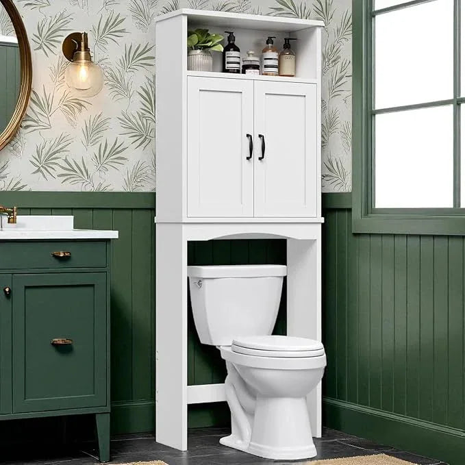 Over The Toilet Storage Cabinet, Over The Toilet Cabinet Bathroom with Adjustable Shelf and Double Door, Over The Toilet Storage for Bathroom Over The Toilet Organizer, White - ModernBath