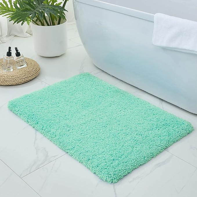 Ruggnovea Bathroom Rugs Non Slip Washable 32x20, Ultra Soft Thick Shaggy Absorbent Bath Mats, High Density Foam Latex Non Slip Backing Bath Rugs, Microfiber Bath Mats for Bathroom Floor&Sink,Spa Blue - ModernBath