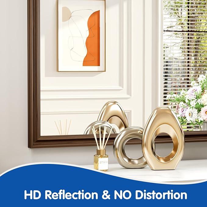 WEER Retro Copper Bathroom Mirror, 36x30 Inch Bronze Oil Rubbed Framed Mirror, Rectangle Classic Vintage Framed Wall Mirror, Farmhouse Vanity Mirror, Tempered Glass, Vertically or Horizontally - ModernBath