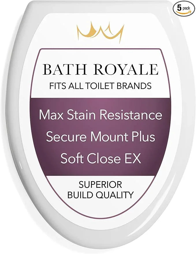 Bath Royale Toilet Seat (Round or Elongated), Slow Close (Soft Close, Quiet Close), Stain-Resistant and Easy to Clean, Fits All Toilet Brands, Executive Series - 5 Pack - ModernBath
