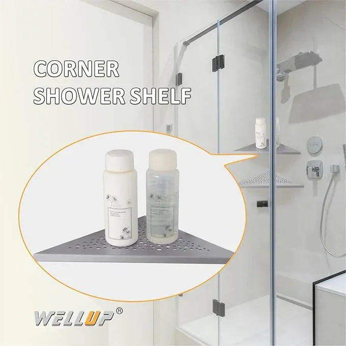 Brushed Nickel 10’’ Corner Shower Shelf Bathroom Shower Shelves, 2 Pack Triangular 304 Stainless Steel Shower Corner Shelf for Tiled Walls, No Drilling - ModernBath