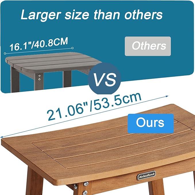 KaimuBench Large HDPS Shower Bench Seat, Waterproof Shower Stool for Inside, Bath Chair Seat for Shaving Legs, Spa Foot Rest with Adjustable Feet, No Maintenance, Indoor/Outdoor Use, Brown - ModernBath