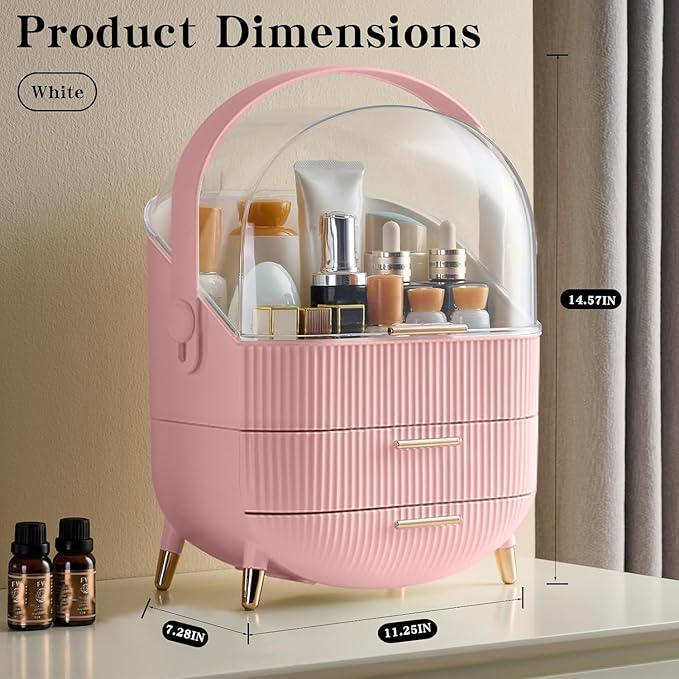 GLTAYLMY Makeup Organizer for Vanity, Cosmetics Skincare Organizers with Lid and Drawers, Cosmetic Display Cases for Countertop Bathroom Dresser, Ideal Gifts for Women - ModernBath