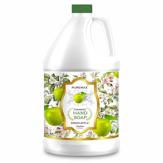 Puremax Foaming Hand Soap Refill with Essential Oils | Green Apple | Moisturizing | All-Natural | Made in USA | 128 Fl Oz (1 Gallon) | - ModernBath