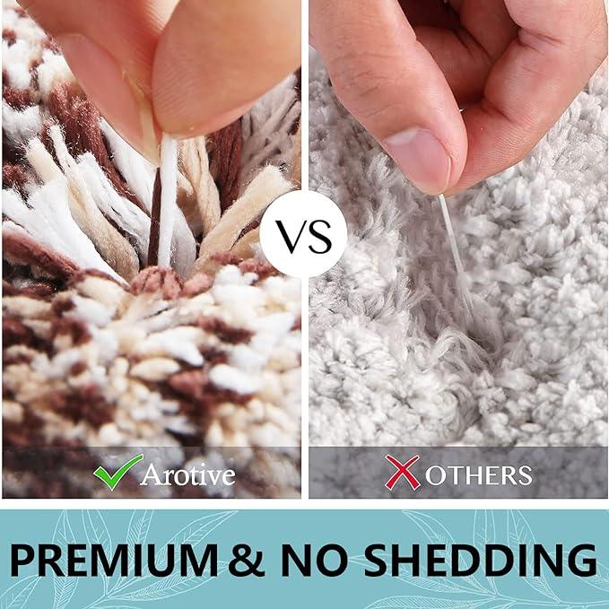 Arotive Microfiber Bathroom Rugs, Shaggy Soft and Absorbent Bath Rug, Non-Slip, Thick Plush Machine Washable Dry Bath Mats for Bathroom, Tub and Shower, 24x16, Brown, Rectangular - ModernBath