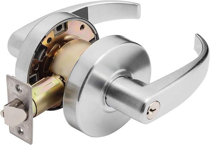 Dynasty Hardware Spartan Design Grade 2 Commercial Duty Door Lever ADA, Satin Chrome Finish (Keyed Entry) - ModernBath