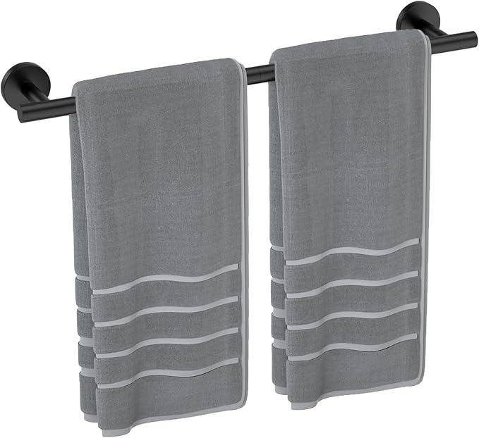 Matte Black Towel Bar 24 Inch, Thicken Towel Rack for Bathroom Wall, SUS304 Stainless Steel Towel Rod, Modern Home Decor (Total Length 26-Inch) - ModernBath