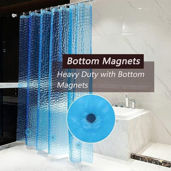 TIKABC Shower Curtain Liner, 4G EVA Blue Water Cube Shower Liner, Plastic Waterproof Shower Curtains, 72x72 inch with Grommet Holes 3 Magnetic Weights - ModernBath