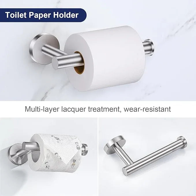 Lairuier Brushed Nickel Bathroom Hardware Set, 10-Piece Towel Bar Set SUS304 Stainless Steel Bathroom Hardware Accessories Set Round Towel Holder Set Wall Mounted - ModernBath