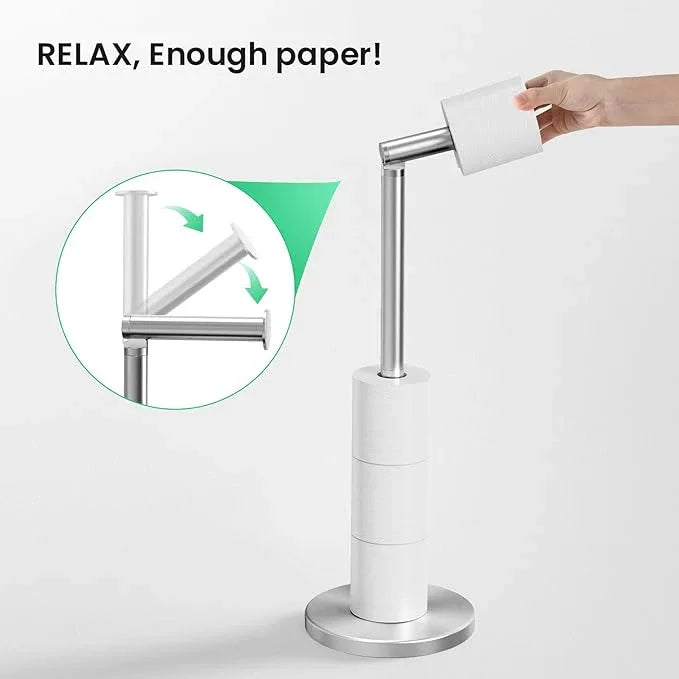 Cesun Toilet Paper Holder Stand Free Standing, Sliver Toilet Paper Storage with Heavy Weighted Base, Bathroom Stainless Steel Toilet Paper Roll Holder, Non-Slip, Sliver - ModernBath