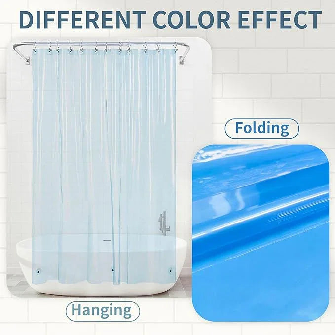 Barossa Design Shower Curtain Liner - Premium Clear Light Blue PEVA Shower Liner with 3 Magnets and Metal Grommets, Waterproof Lightweight Standard Size Bathroom Curtains - Translucent Light Blue - ModernBath