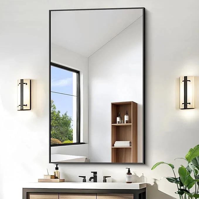 KOCUUY Black Rectangle Mirror, 30"x48" Bathroom Mirrors for Over Sink, Large Black Wall Mounted Mirror, Metal Framed Mirror for Wall, Vanity Mirror for Bathroom Living Room Bedroom Dining Room - ModernBath