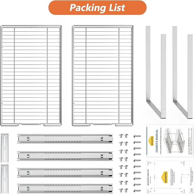 ROOMTEC Individual Pull Out Cabinet Organizer (17" W x 21" D), 2 Tier Spice Rack Organizer for Cabinet, Slide Out Drawer Pantry Shelf Organization and Storage for Kitchen Bathroom - ModernBath