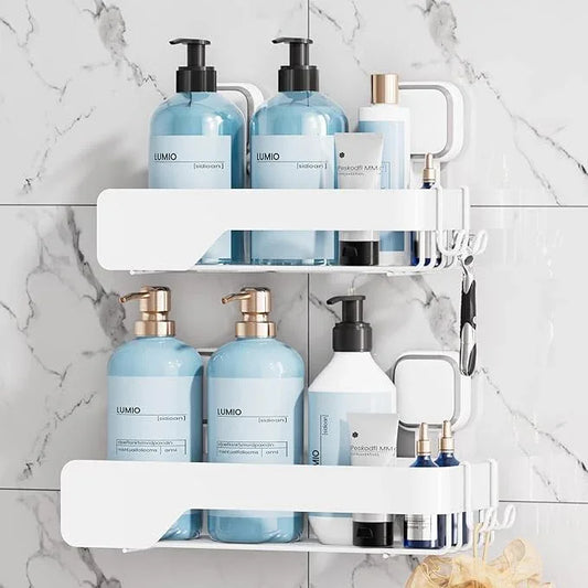 TAILI Shower Caddy Suction Cup 2 Pack,Stainless Steel Rustproof Shower Shelves,No Drilling Wall Mounted Basket,Large Capacity,Removable Suction Cup Bathroom Organizers & Home Decor, White - ModernBath