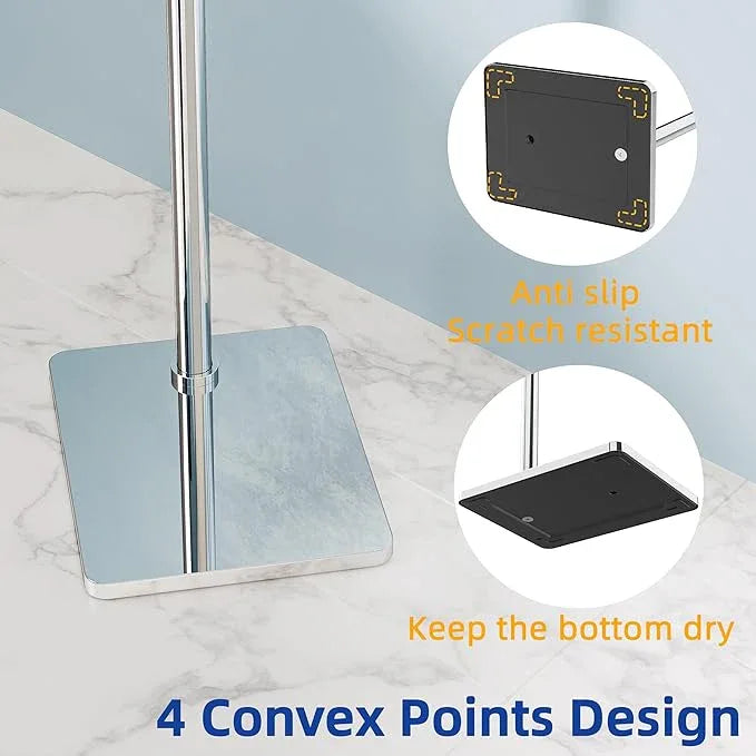 RUACQ Toilet Paper Holder Stand, Bathroom Toilet Paper Roll Holder Free Standing, Toilet Tissue Holder Stand with Post Pivoting Design, Stable Weighted Base, SUS304 Stainless Steel (Chrome) - ModernBath