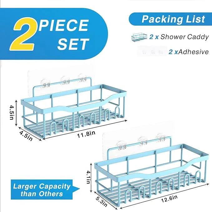 EUDELE Shower Caddy 2 Pack, Adhesive Shower Organizer for Home Decor & Kitchen Organizers, No Drilling, Rustproof Stainless Steel Bathroom Shelves - ModernBath