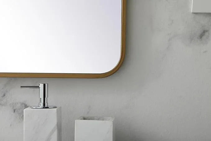 ARS Concepts Aura, Soft Corner Metal Rectangular Mirror 24X40 Inch in, Modern, Brass - ModernBath
