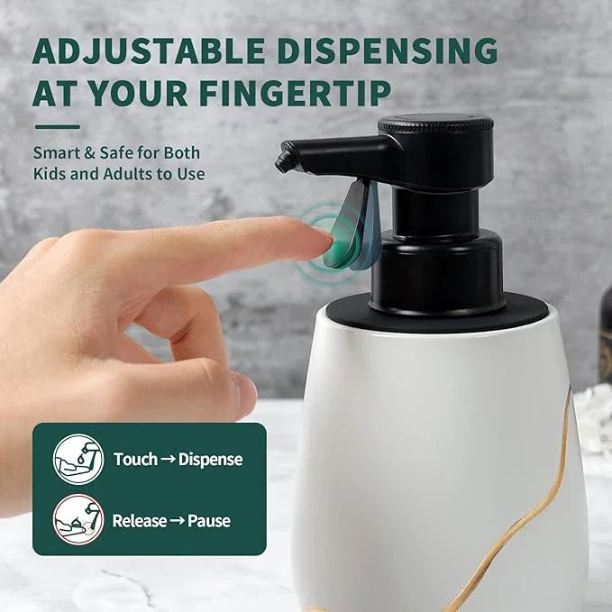 BosilunLife Automatic Soap Dispenser Bathroom - Liquid Hand Free Dispenser Battery Operated Smart Electric Lotion Soap Dispenser with Waterproof Pump Dish Soap Dispenser Ceramic White, 17oz - ModernBath