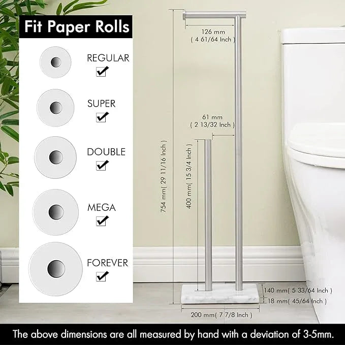 KES Toilet Paper Holder Stand 29.5 Inches, Free Standing Toilet Paper Storage with Marble Base Toilet Roll Holder for Bathroom, SUS304 Stainless Steel Brushed Finish, BPH288-2 - ModernBath