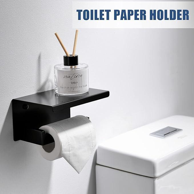 Bathroom Towel Bar Holder Sets Matte Black 4-Piece Bathroom Hardware Set Stainless Steel Bath Accessories Kit. Wall Mounted,23.6 Inch - ModernBath
